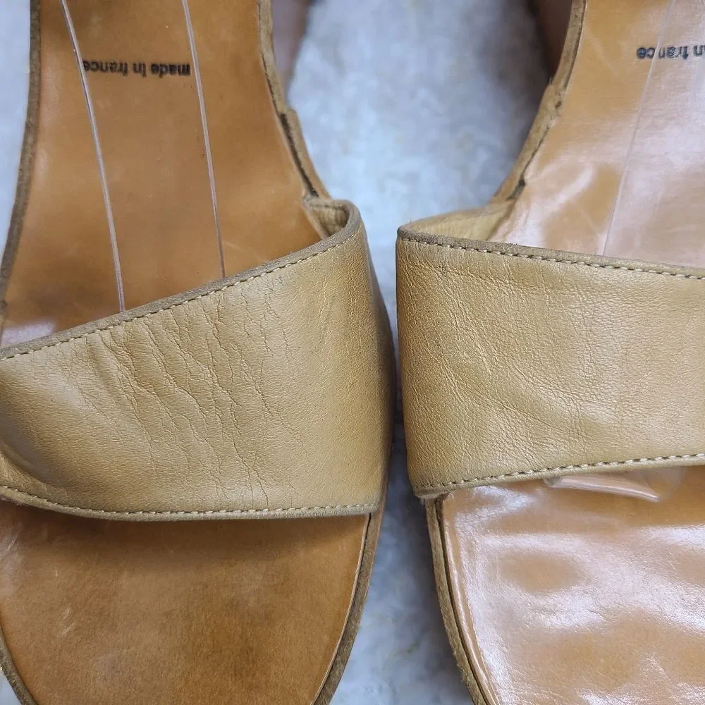Robert Clergerie Tan‎ Leather Platform Wedge Sandals size 10.5